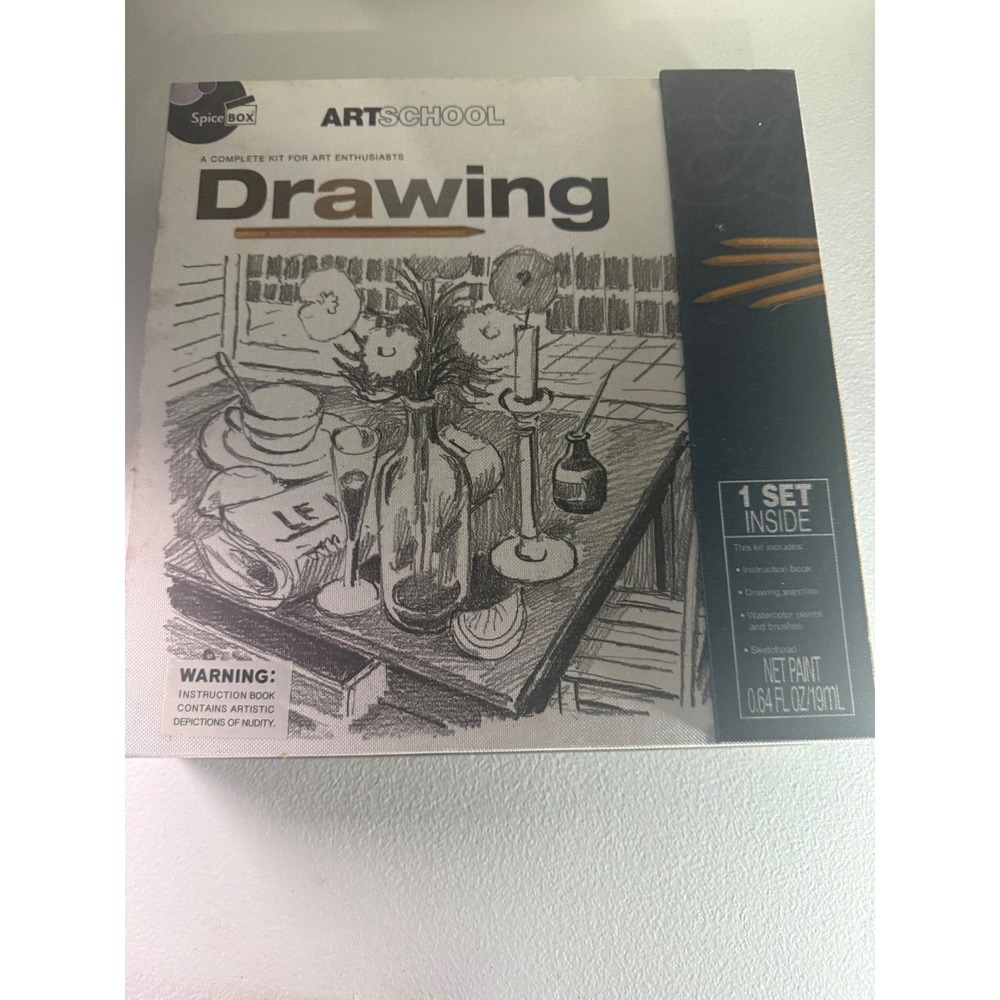 Spicebox ArtSchool Drawing Kit Complete Art Set with Instruction Book and Paints